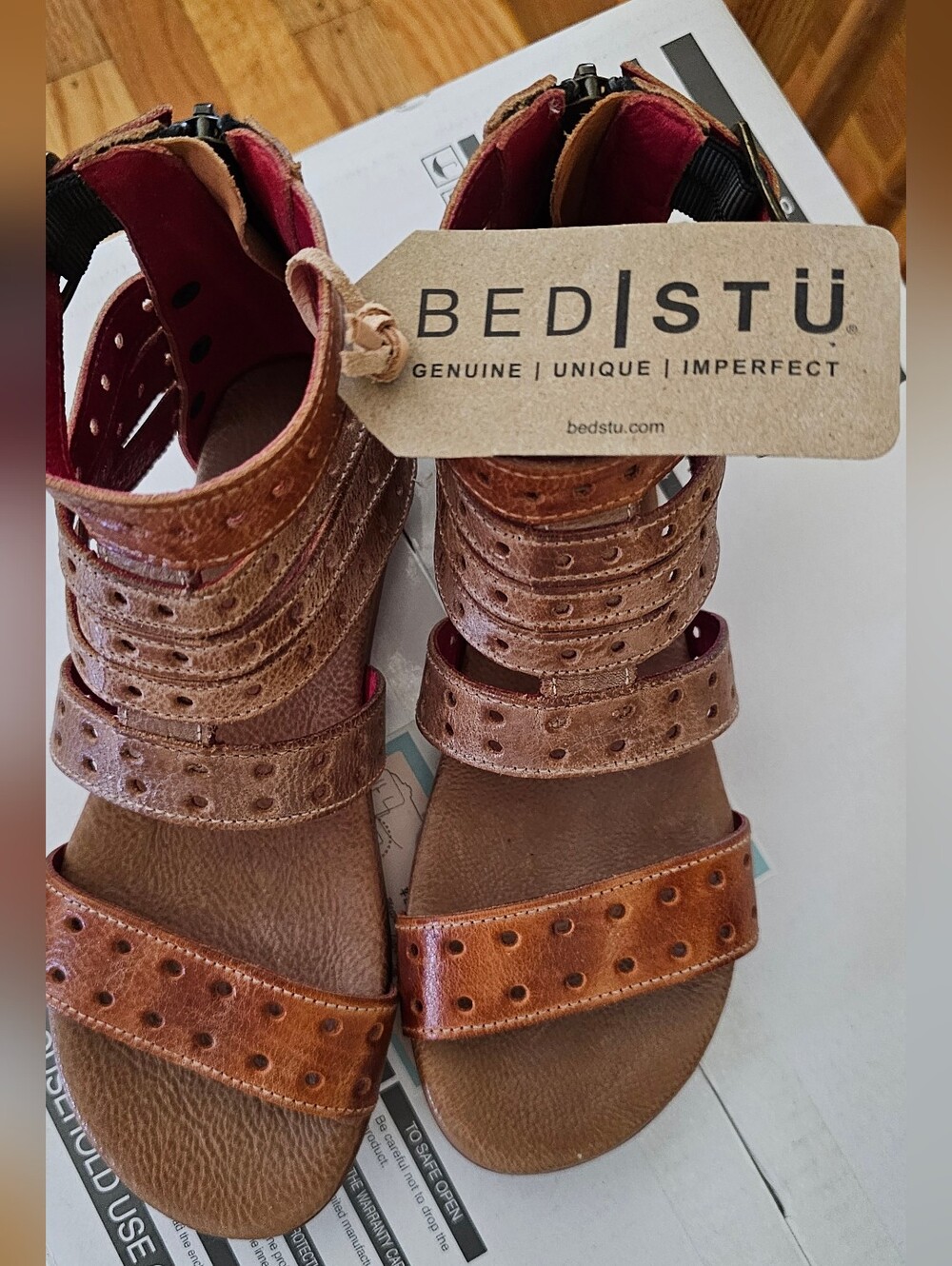 BED|STÜ Brown Leather Studded Gladiator Sandals